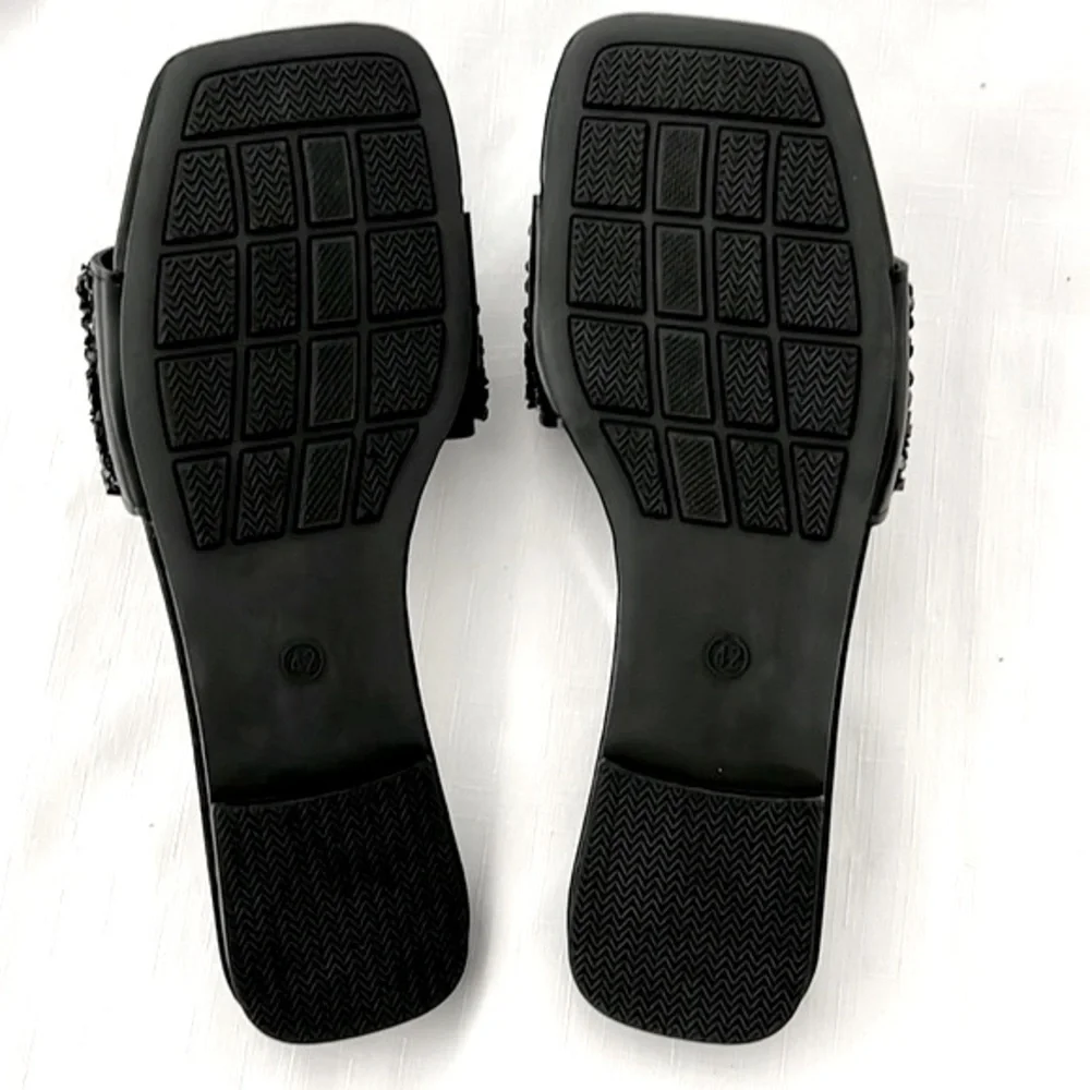 Black Textured Slip~Ons~ Slides / Dress Up or Down / Perfect For Summer - Picture 8 of 9